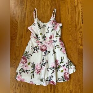 Speechless White Mini Dress with Pink Floral Print